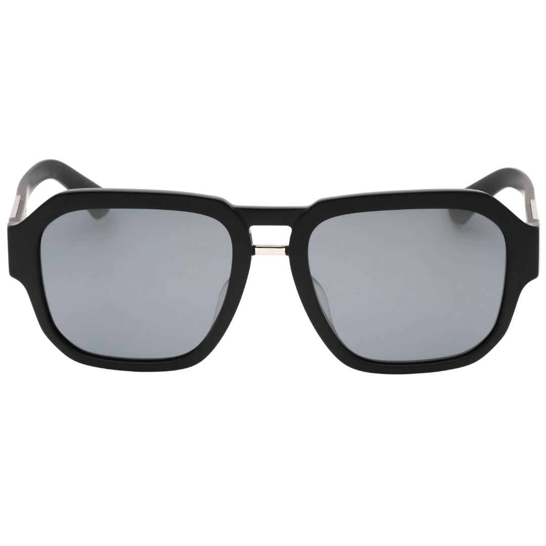 Dolce & Gabbana Silver Grey Lens Matte Black Sunglasses One Size