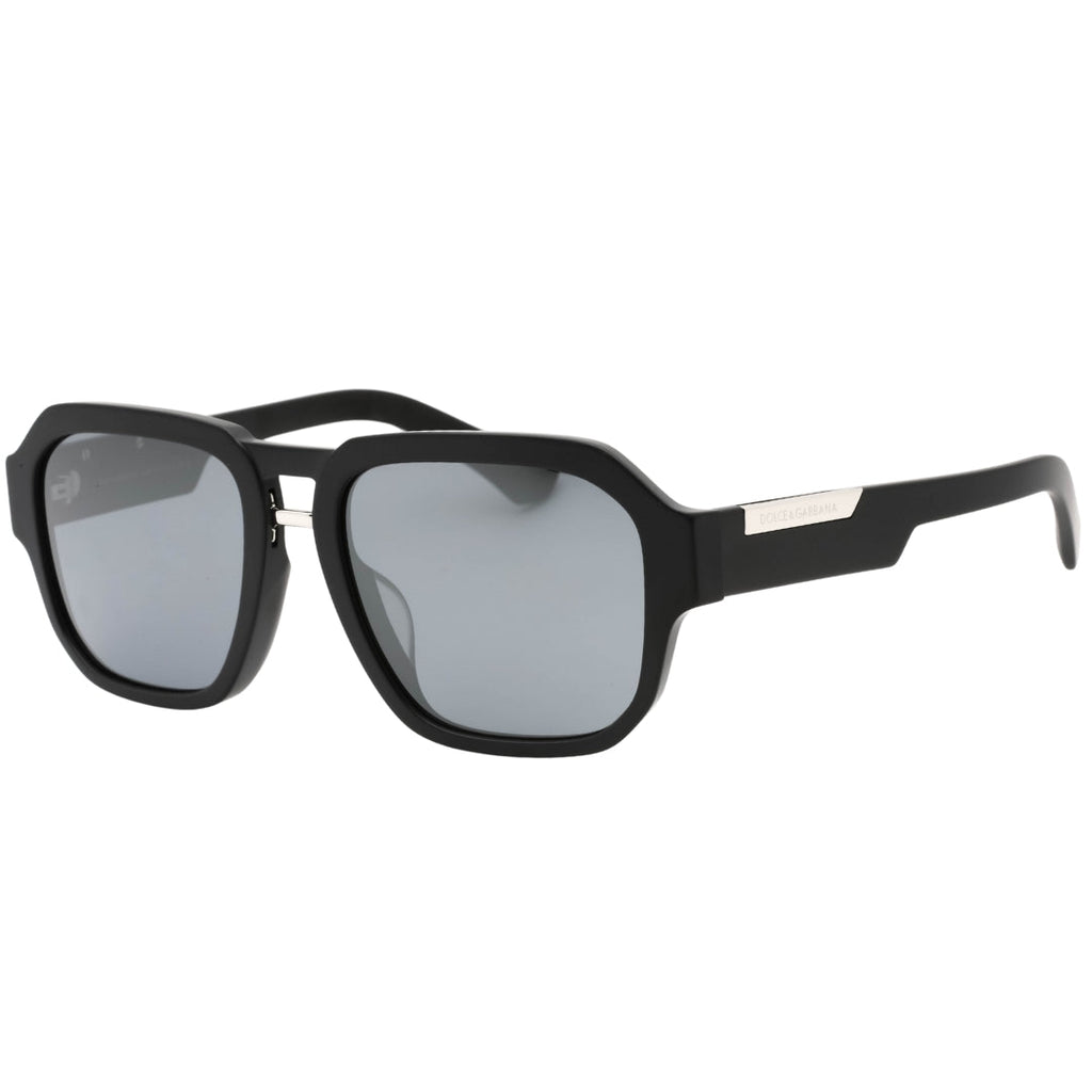 Dolce & Gabbana Silver Grey Lens Matte Black Sunglasses One Size