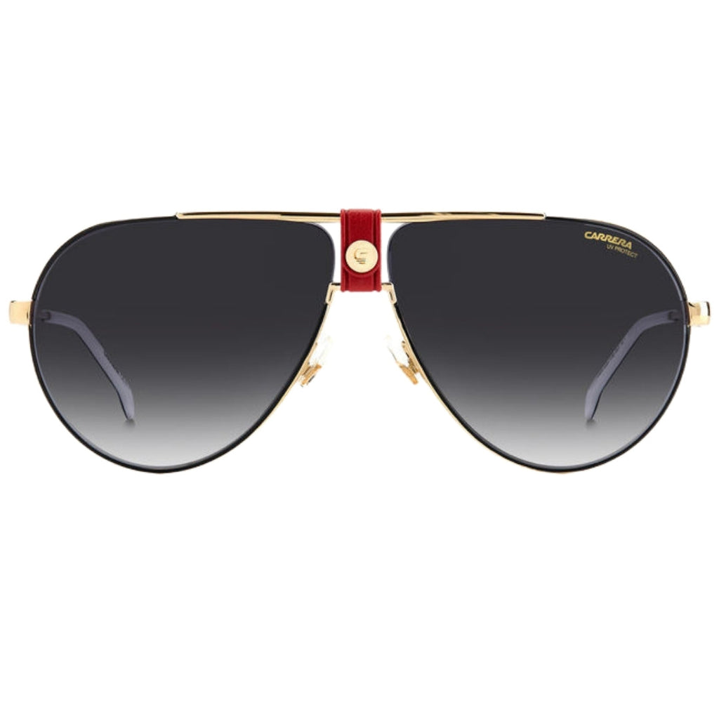 Carrera Dark Grey Gradient Lens Gold Red Sunglasses One Size