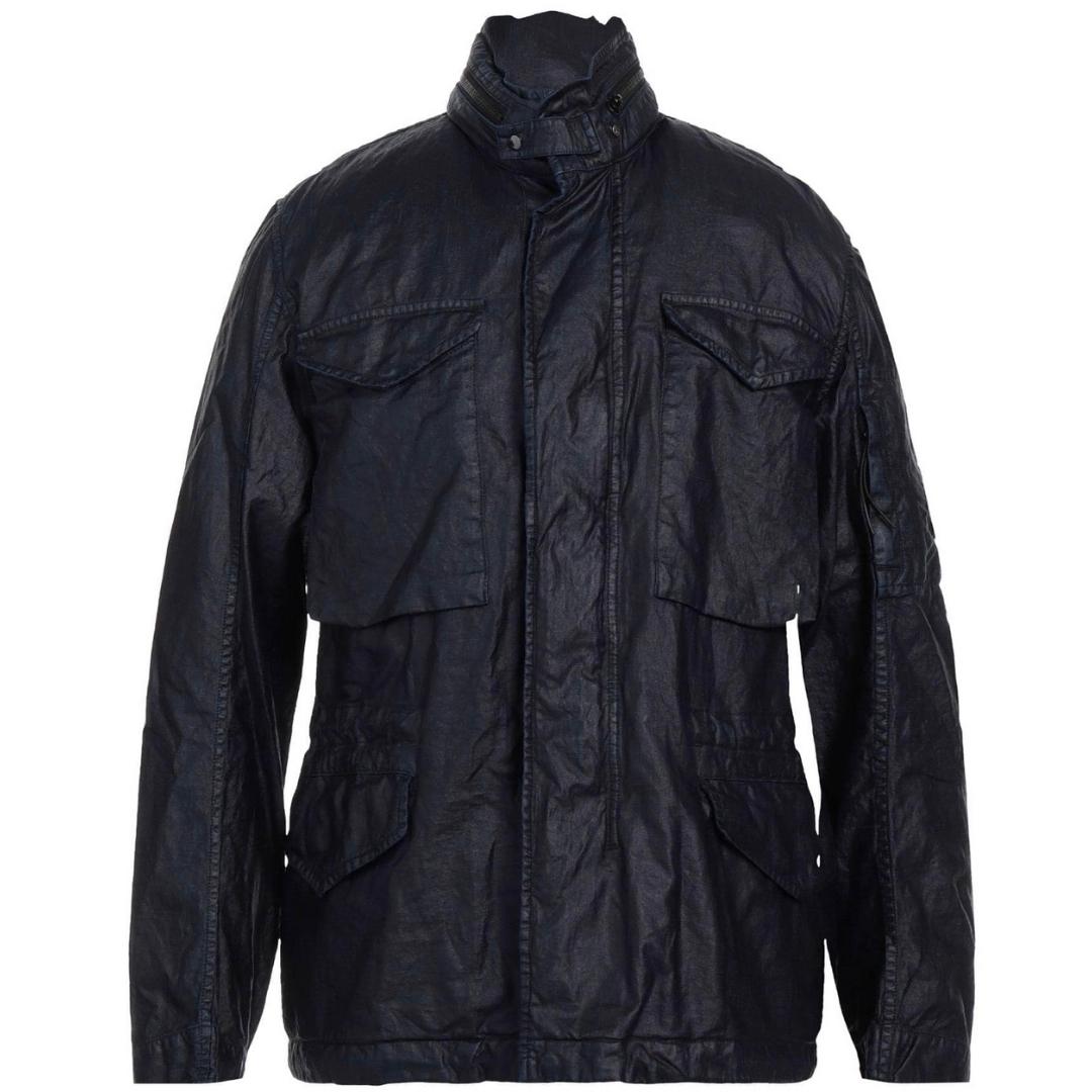 C P Company Lino Wax Medium Navy Blue Jacket