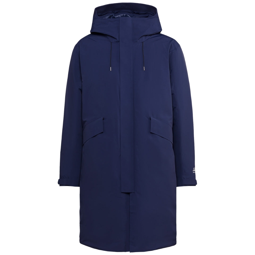 C P Company Micro Recycled Long Down Jacket Total Eclipse Coat 13CMOW167A 006355A 888