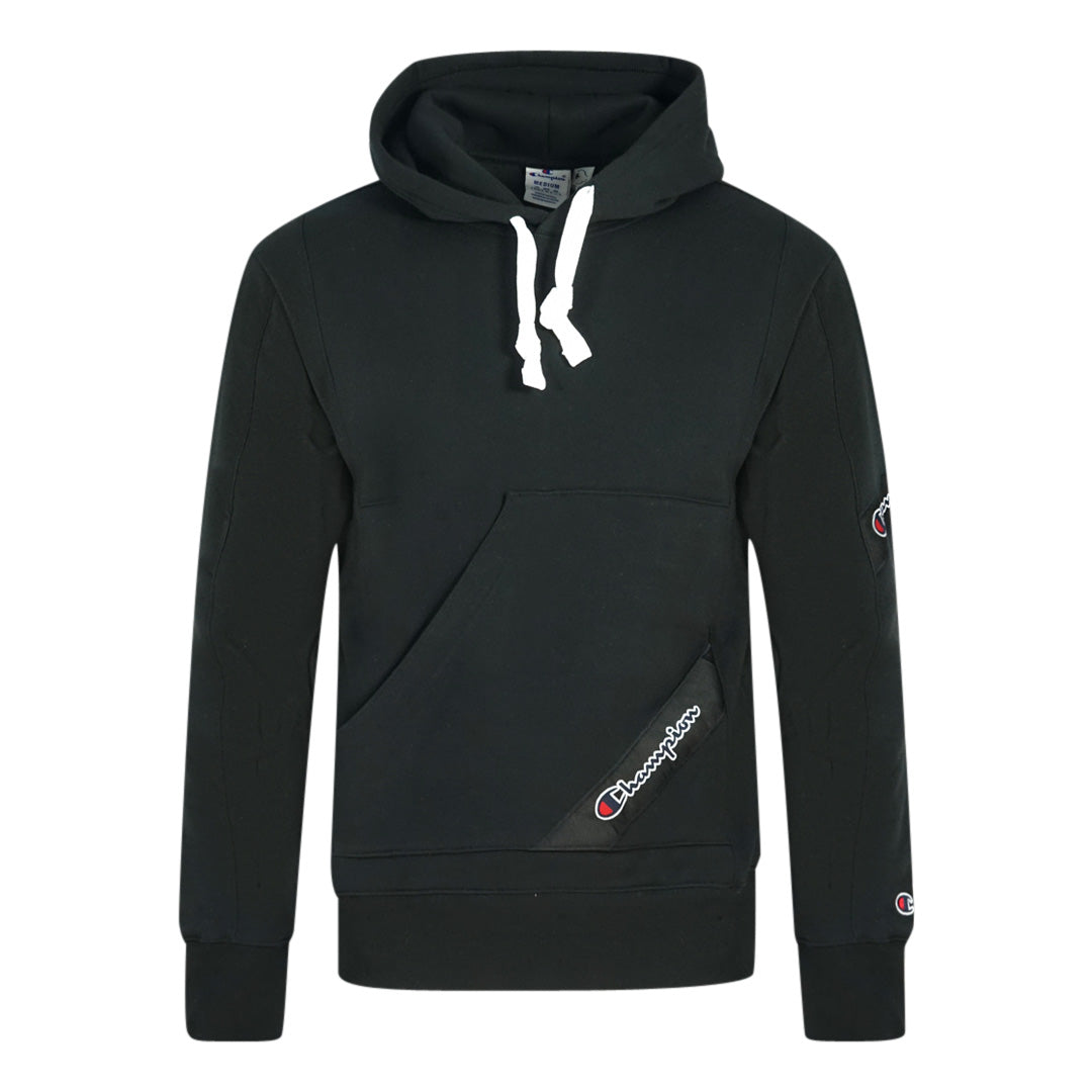 Champion Asymmetric Pocket Logo Black Hoodie 216549 KK001