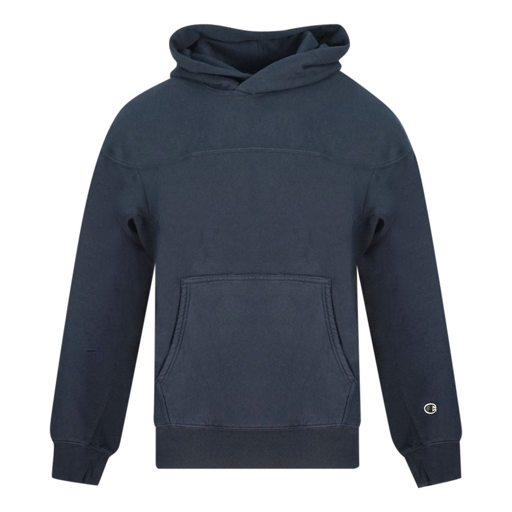 Champion Small Logo On Sleeve Navy Blue Hoodie 216628 BS505