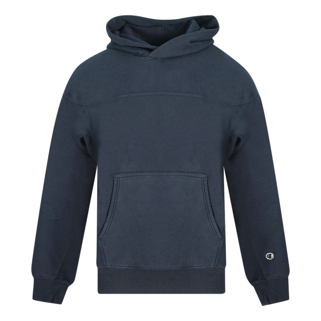 Champion Small Logo On Sleeve Navy Blue Hoodie 216628 BS505