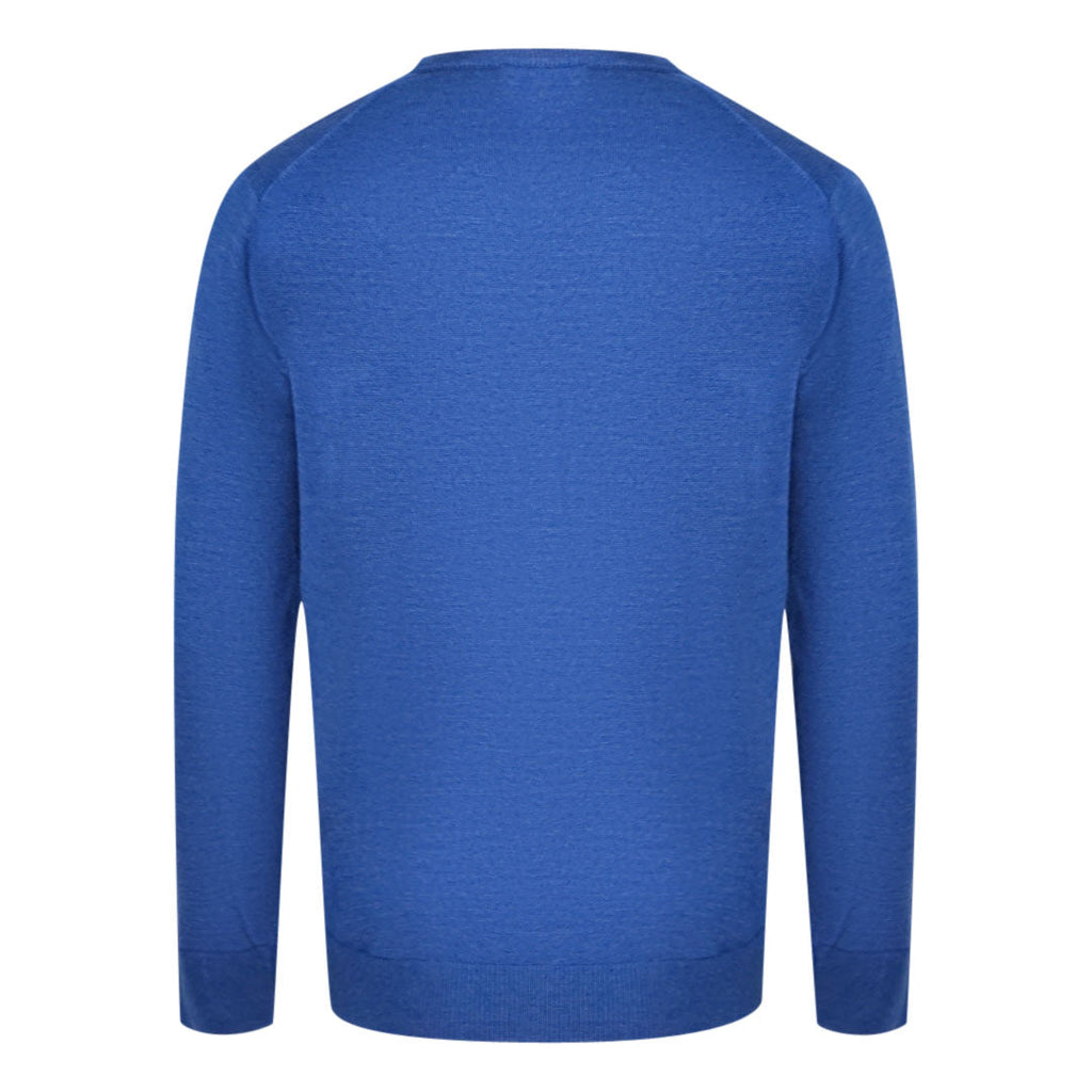 Aquascutum Check A Logo Blue V Neck Jumper