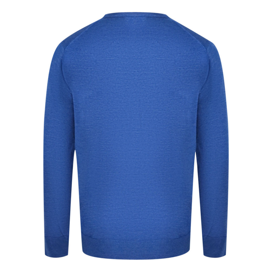 Aquascutum Check A Logo Blue V Neck Jumper