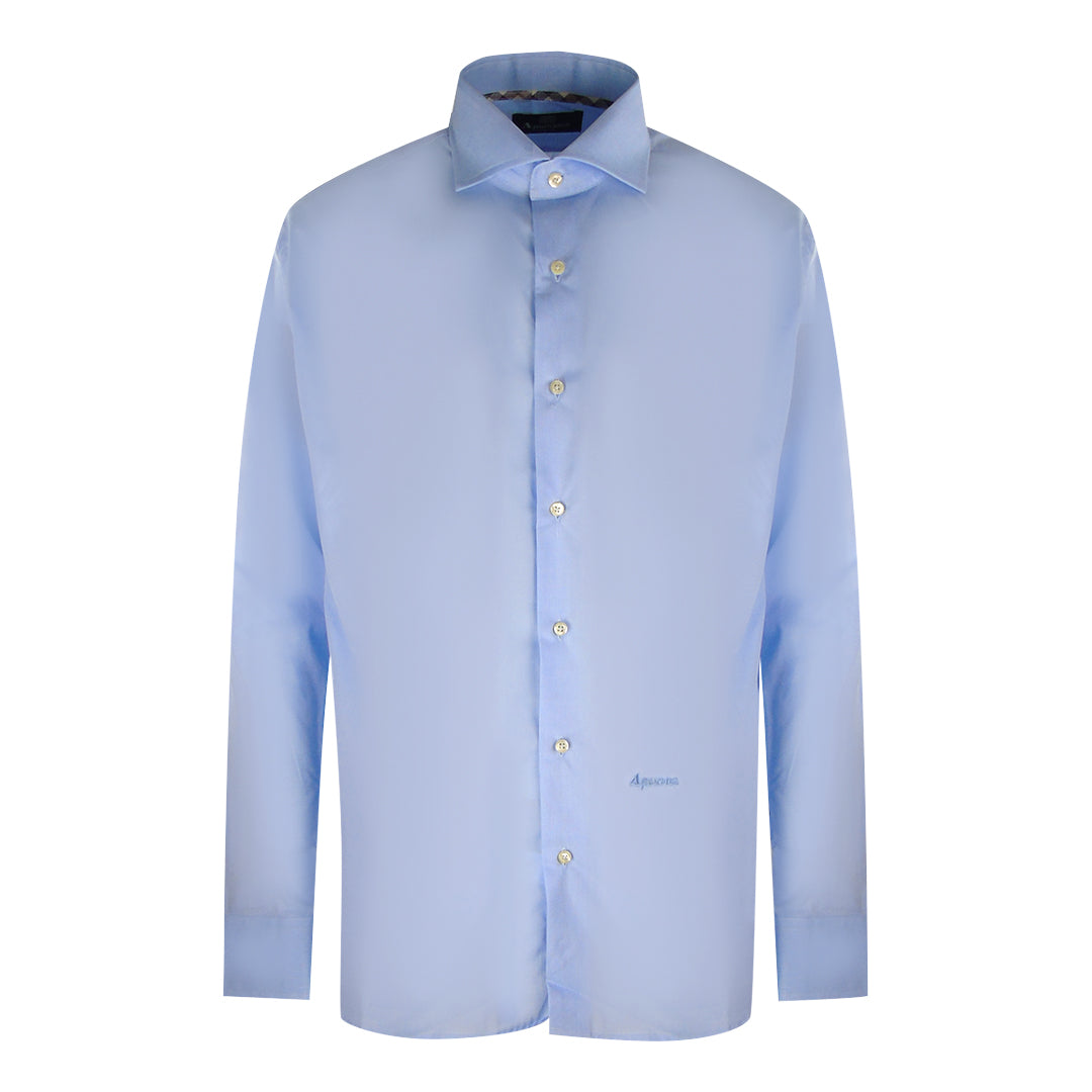 Aquascutum Plain Branded Logo Long Sleeve Blue shirt 38409 83