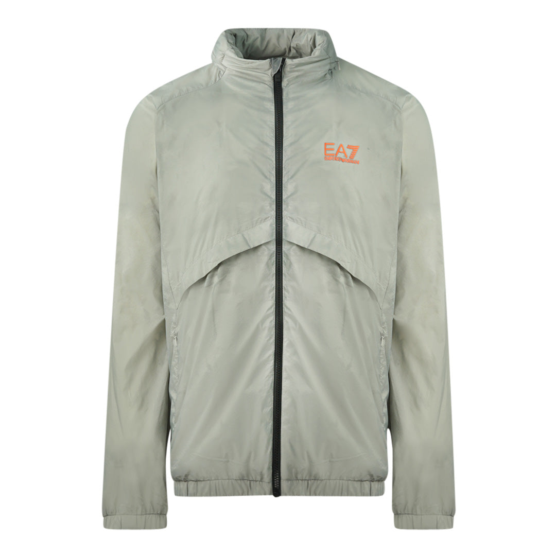 Ea7 Orange Logo On Chest Neutral Grey Jacket - Nova Clothing