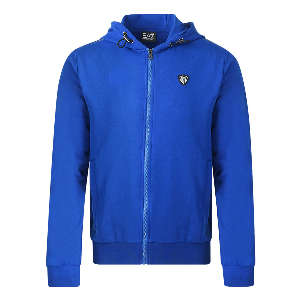 Ea7 Metal Chest Logo Blue Zip Up Hoodie 3HPM82 1570