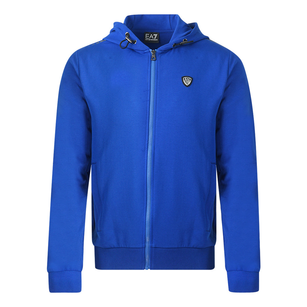 Ea7 Metal Chest Logo Blue Zip Up Hoodie 3HPM82 1570