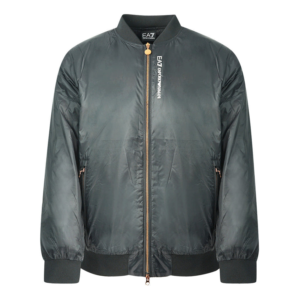 Ea7 Womens Brand Logo Black Bomber Jacket - Nova Clothing