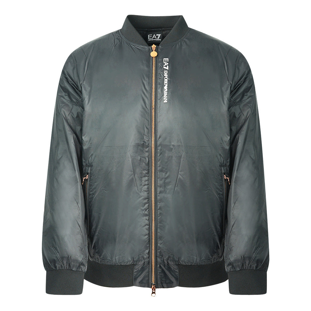 Ea7 Womens Brand Logo Black Bomber Jacket - Nova Clothing