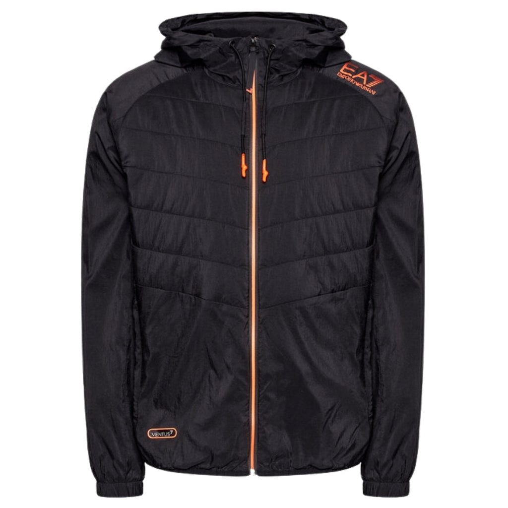 Emporio Armani 6Kpb25 Pnv5Z 1200 Black Black Lightweight Hooded Bomber Jacket Mens