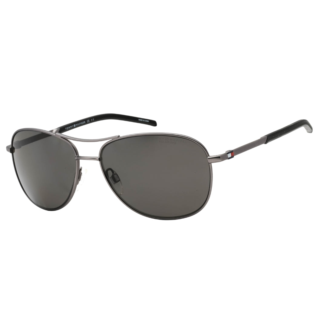 Tommy Hilfiger Grey PZ Lens Matte Dark Ruthenium Silver Sunglasses One Size