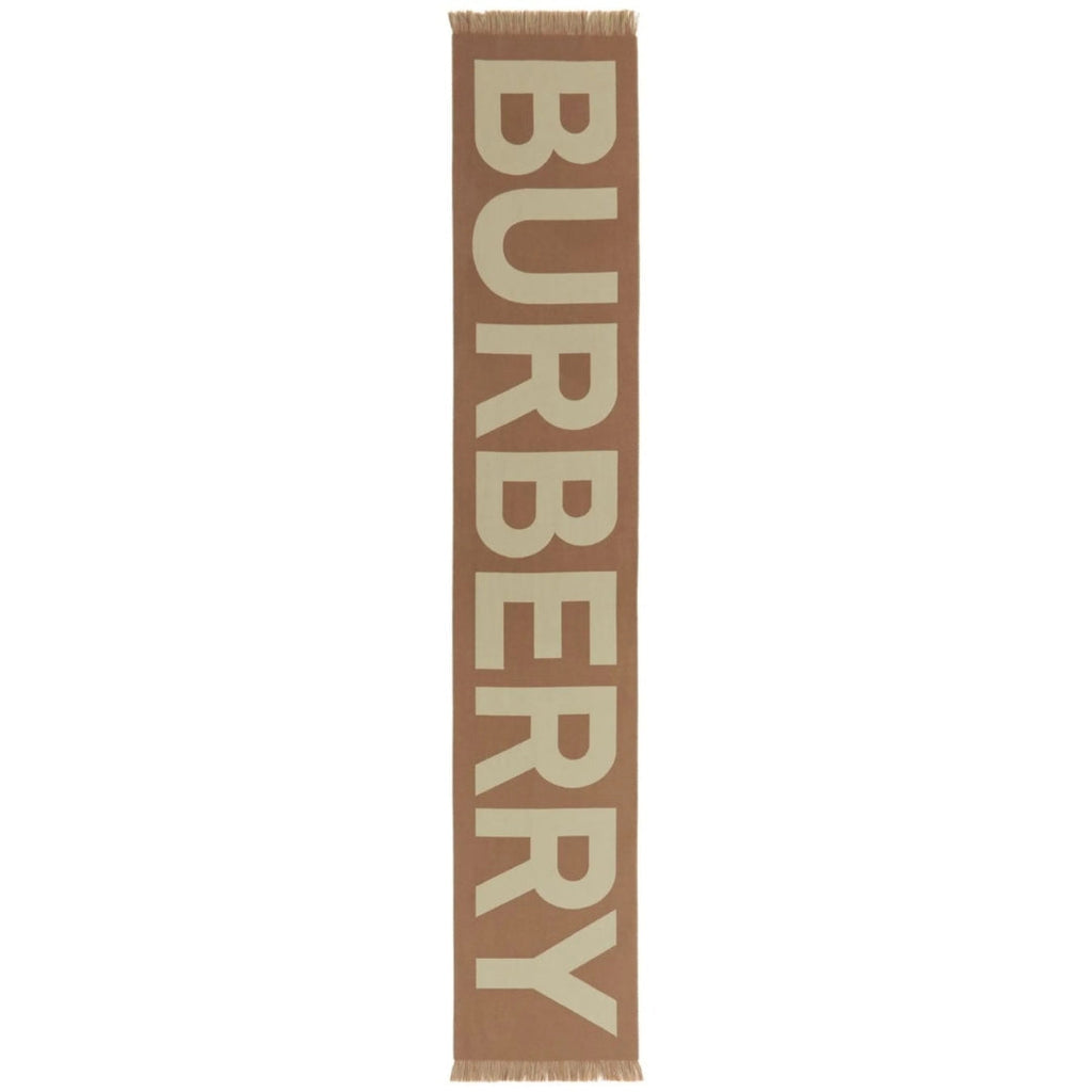 BURBERRY 8057148 Burberry logo wool jacquard scarf BIRCH BROWN SCARF MALE One Size