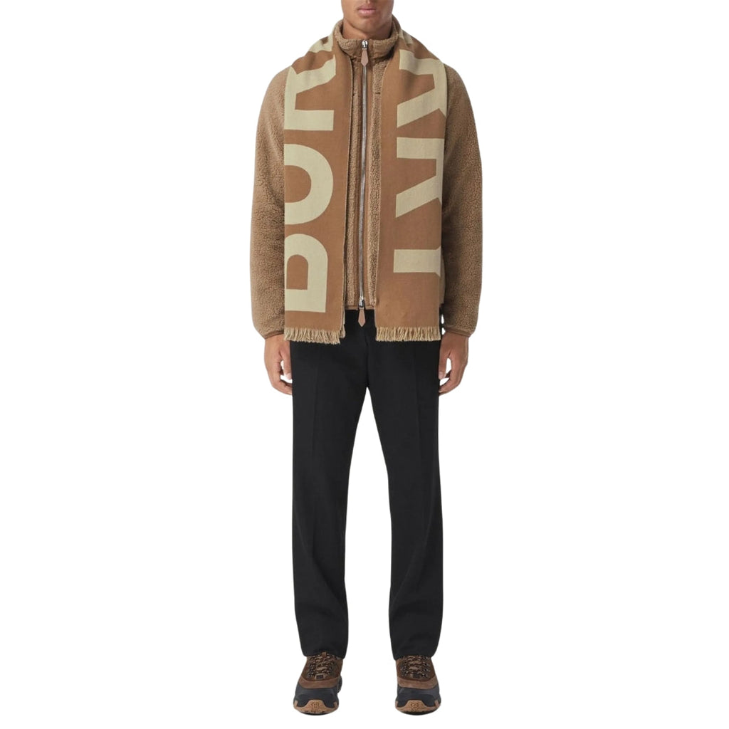 BURBERRY 8057148 Burberry logo wool jacquard scarf BIRCH BROWN SCARF MALE One Size