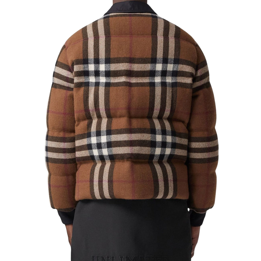 BURBERRY 8063517 Burberry Check Down Puffer Jacket DARK BIRCH BROWN PADDED COAT MALE XL