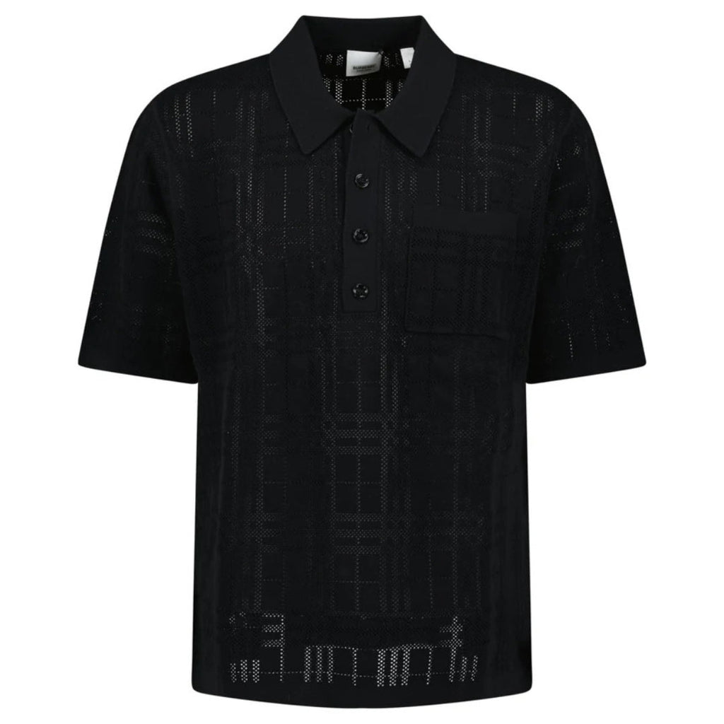 BURBERRY 8070313 Tristam Check Knitted Polo Black BLACK POLO SHIRT MALE XL