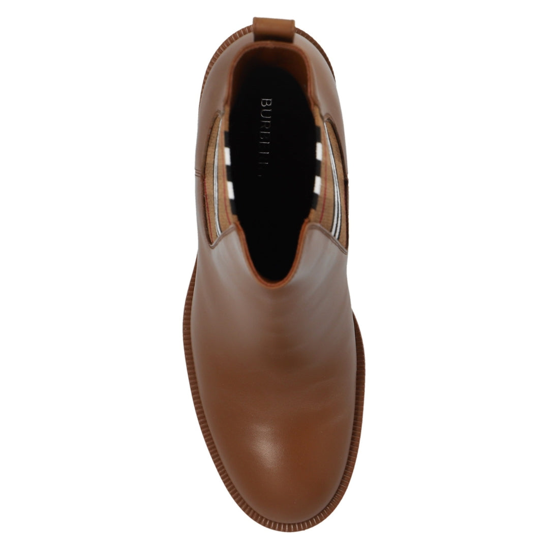 BURBERRY 8070710 Burberry Check Chelsea Boots DARK BIRCH BROWN BOOTS WOMENS UK 7