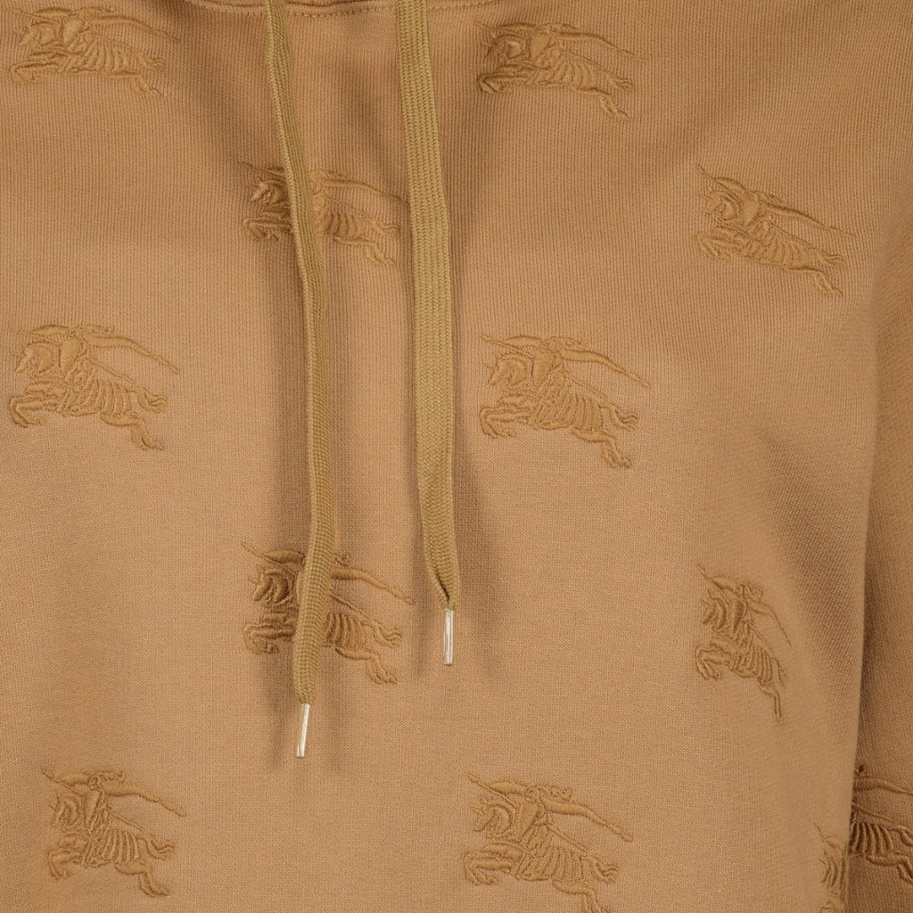 BURBERRY 8072091 Burberry Logo Embroidered Drawstring Hoodie CAMEL LEGACY (Beige) HOODED JUMPER MALE XS