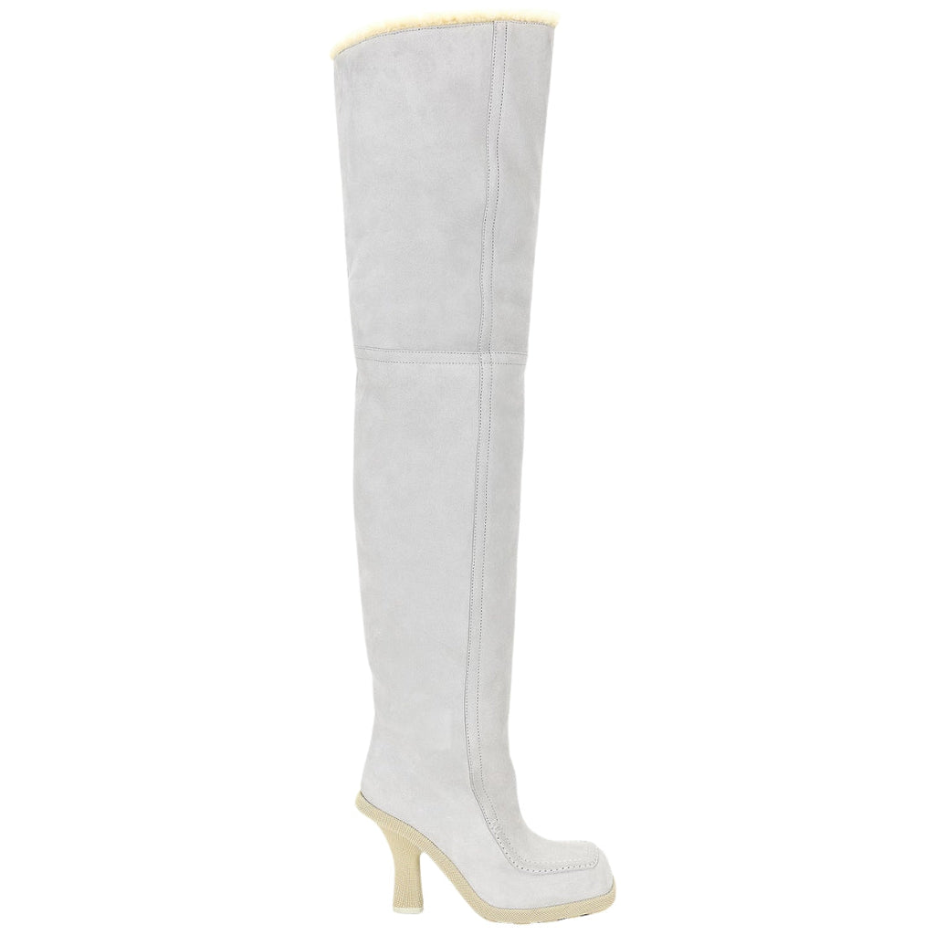 BURBERRY 8074716 Burberry Thigh High Roberta Boots FOAM/BUTTER (Light Grey) THIGH HIGH BOOTS WOMENS UK 3