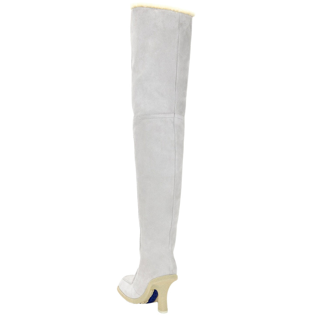 BURBERRY 8074716 Burberry Thigh High Roberta Boots FOAM/BUTTER (Light Grey) THIGH HIGH BOOTS WOMENS UK 3
