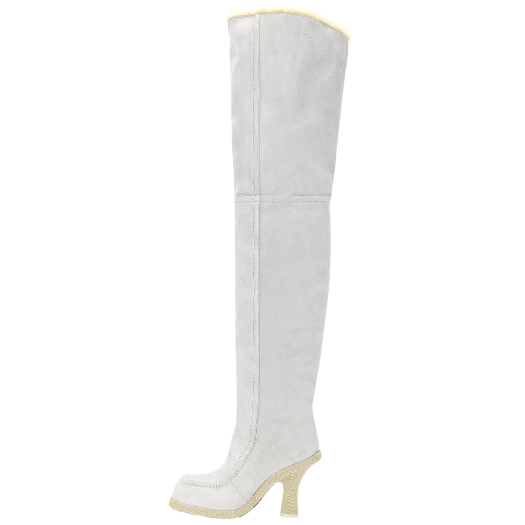 BURBERRY 8074716 Burberry Thigh High Roberta Boots FOAM/BUTTER (Light Grey) THIGH HIGH BOOTS WOMENS UK 3