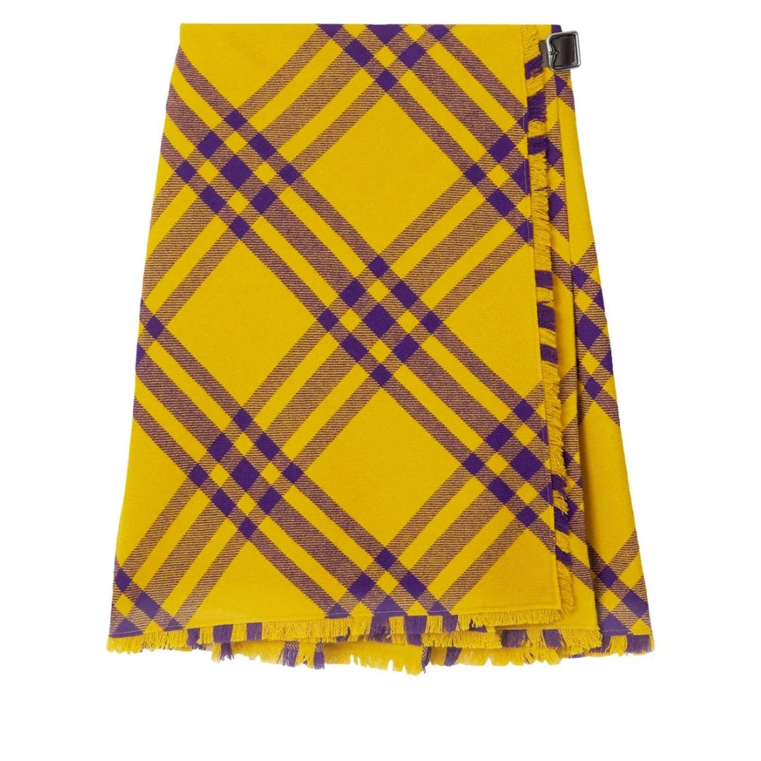 BURBERRY 8077198 Check Wool Kilt Skirt PEAR IP CHECK (Yellow) KILT/SKIRT WOMENS UK 4