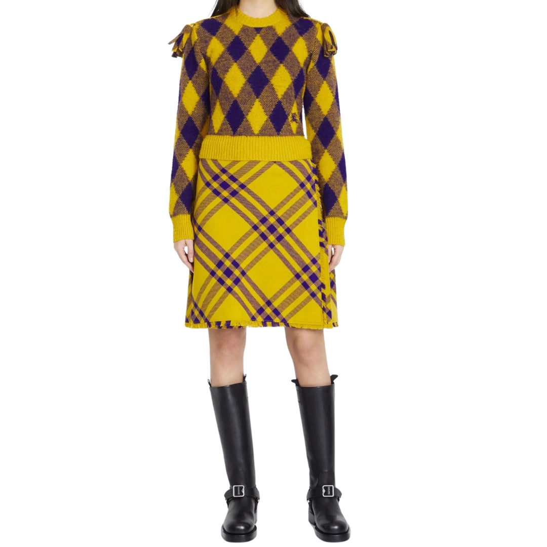 BURBERRY 8077198 Check Wool Kilt Skirt PEAR IP CHECK (Yellow) KILT/SKIRT WOMENS UK 4