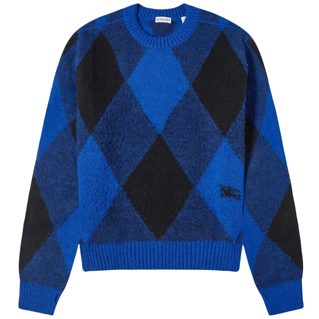 BURBERRY 8078750 Burberry Large Check Crew Knit KNIGHT IP PATTERN (BLUE/BLACK) SWEATSHIRT MALE M