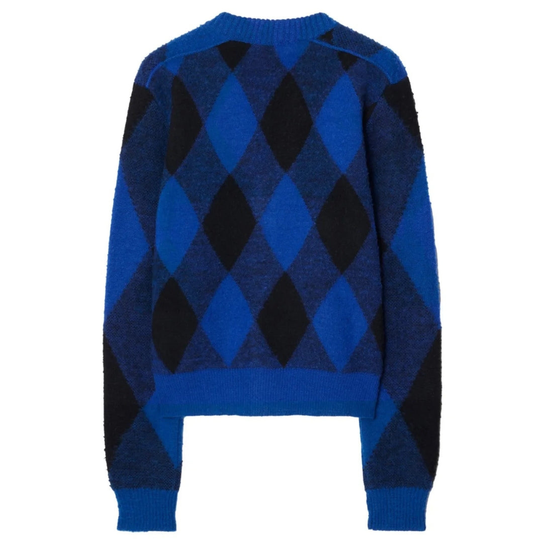 BURBERRY 8078750 Burberry Large Check Crew Knit KNIGHT IP PATTERN (BLUE/BLACK) SWEATSHIRT MALE M
