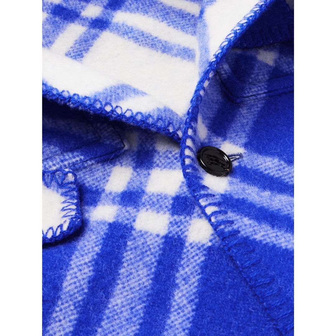 BURBERRY 8078913 Burberry Check Wool Cape Parka KNIGHT CHECK (Blue) JACKET MALE L