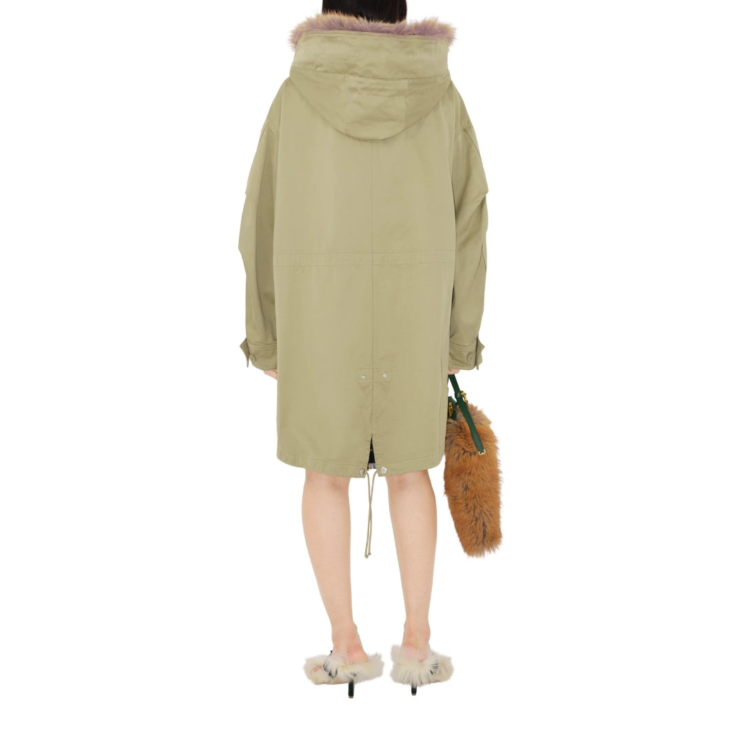 BURBERRY 8079197 Faux Fur Cotton Parka HUNTER (Light Green) PARKA Womens S