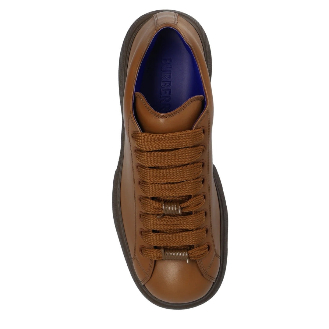 BURBERRY 8080016 Burberry Ranger Leather Trainers WOOD (Brown) RANGER SHOE MALE UK 8