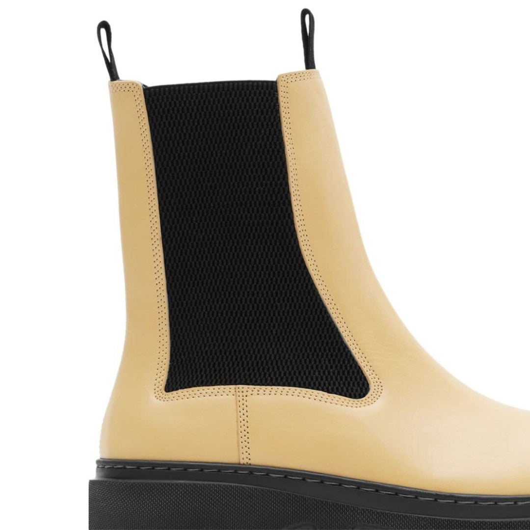 BURBERRY 8080141 Burberry Creeper leather Chelsea boots CUSTARD (Beige) CHELSEA BOOT MALE UK 8