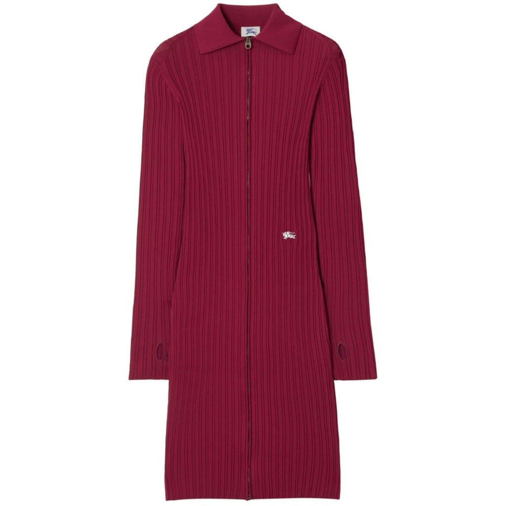 BURBERRY 8084709 Burberry Ribbed EKD Long Sleeve Dress RIPPLE (Burgundy) RIBBED DRESS WOMENS M
