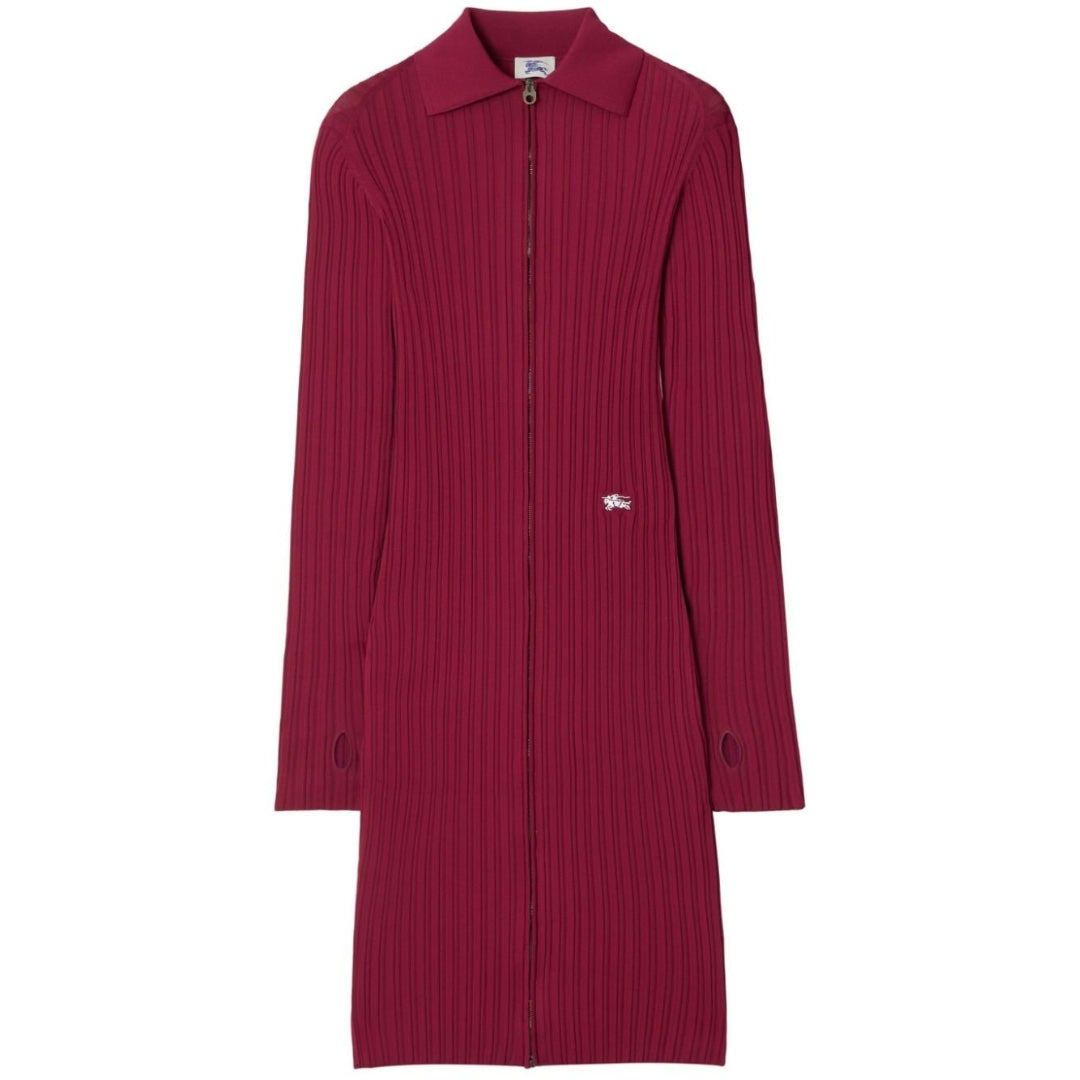 BURBERRY 8084709 Burberry Ribbed EKD Long Sleeve Dress RIPPLE (Burgundy) RIBBED DRESS WOMENS M