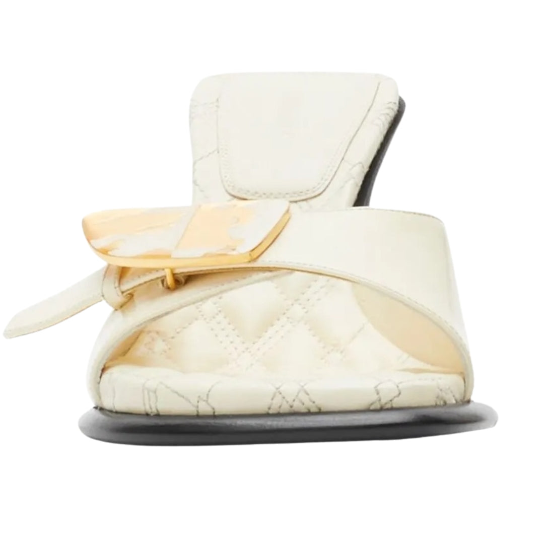 BURBERRY 8084824 Burberry Bay leather mules WOOL (Cream) PEEP SANDAL WOMENS UK 4