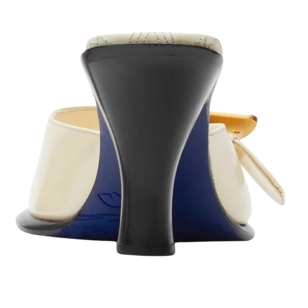 BURBERRY 8084824 Burberry Bay leather mules WOOL (Cream) PEEP SANDAL WOMENS UK 4