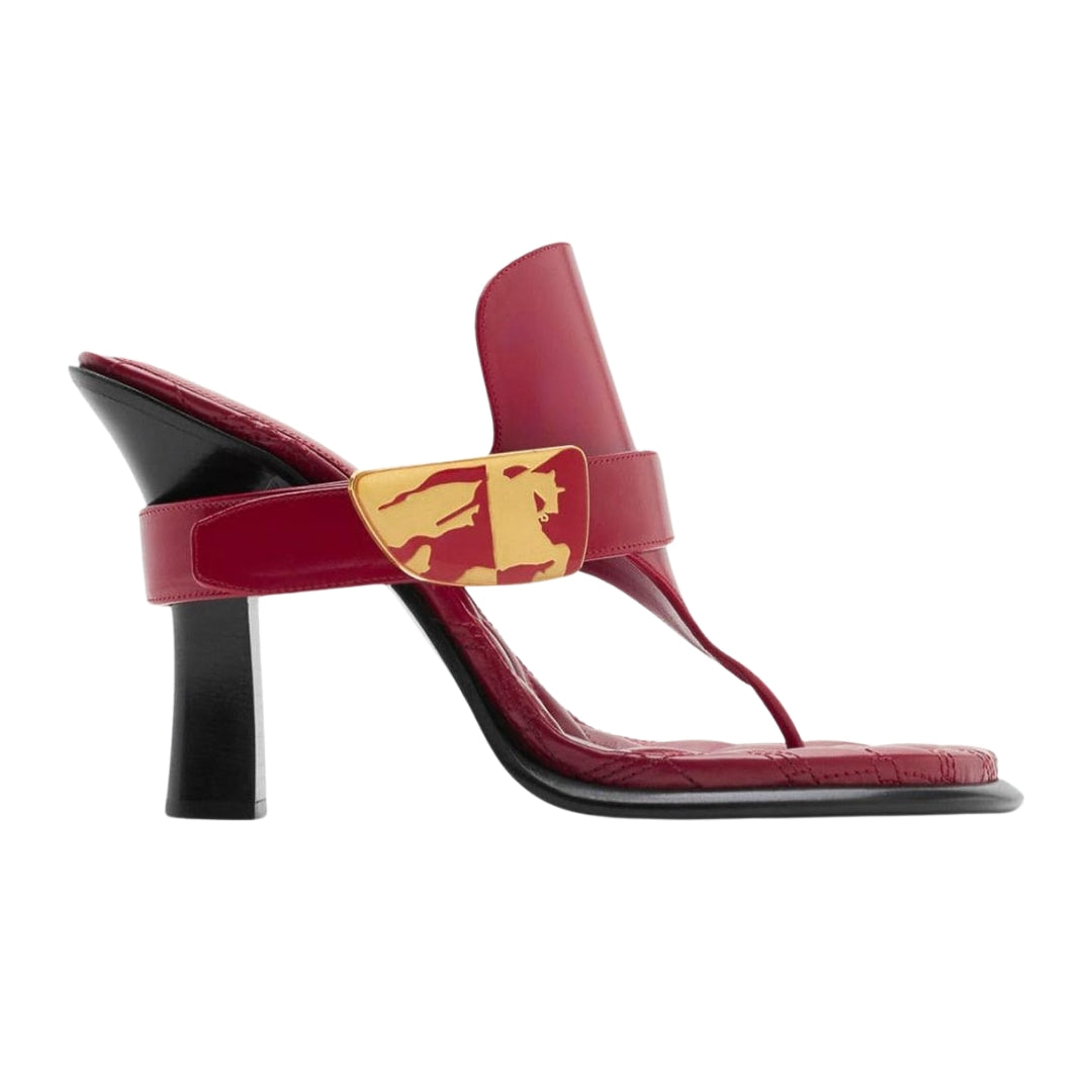 BURBERRY 8085542 Burberry Bay Leather Sandals SCARLET (Red) BAY SANDAL WOMENS UK 5