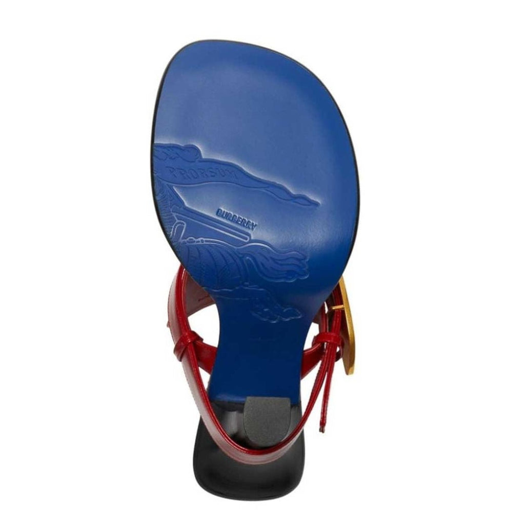 BURBERRY 8085542 Burberry Bay Leather Sandals SCARLET (Red) BAY SANDAL WOMENS UK 5