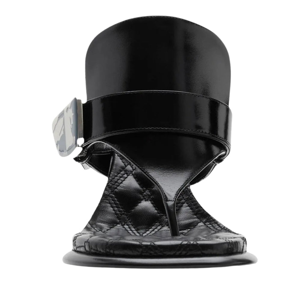 BURBERRY 8085544 Burberry Bay Leather Sandals BLACK BAY SANDAL WOMENS UK 4