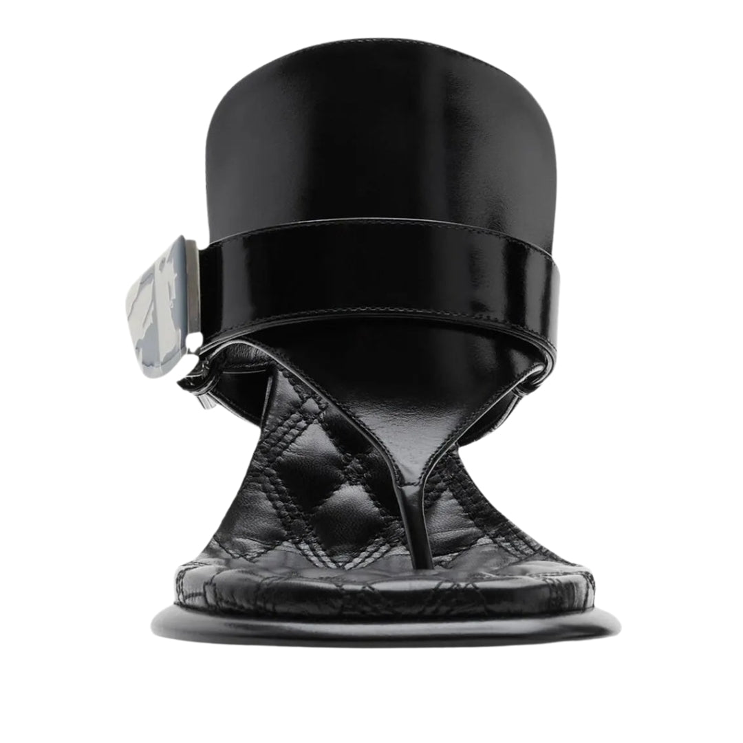 BURBERRY 8085544 Burberry Bay Leather Sandals BLACK BAY SANDAL WOMENS UK 4