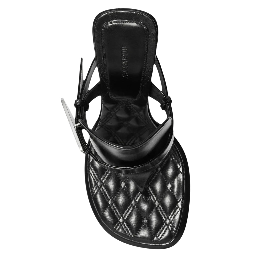 BURBERRY 8085544 Burberry Bay Leather Sandals BLACK BAY SANDAL WOMENS UK 4