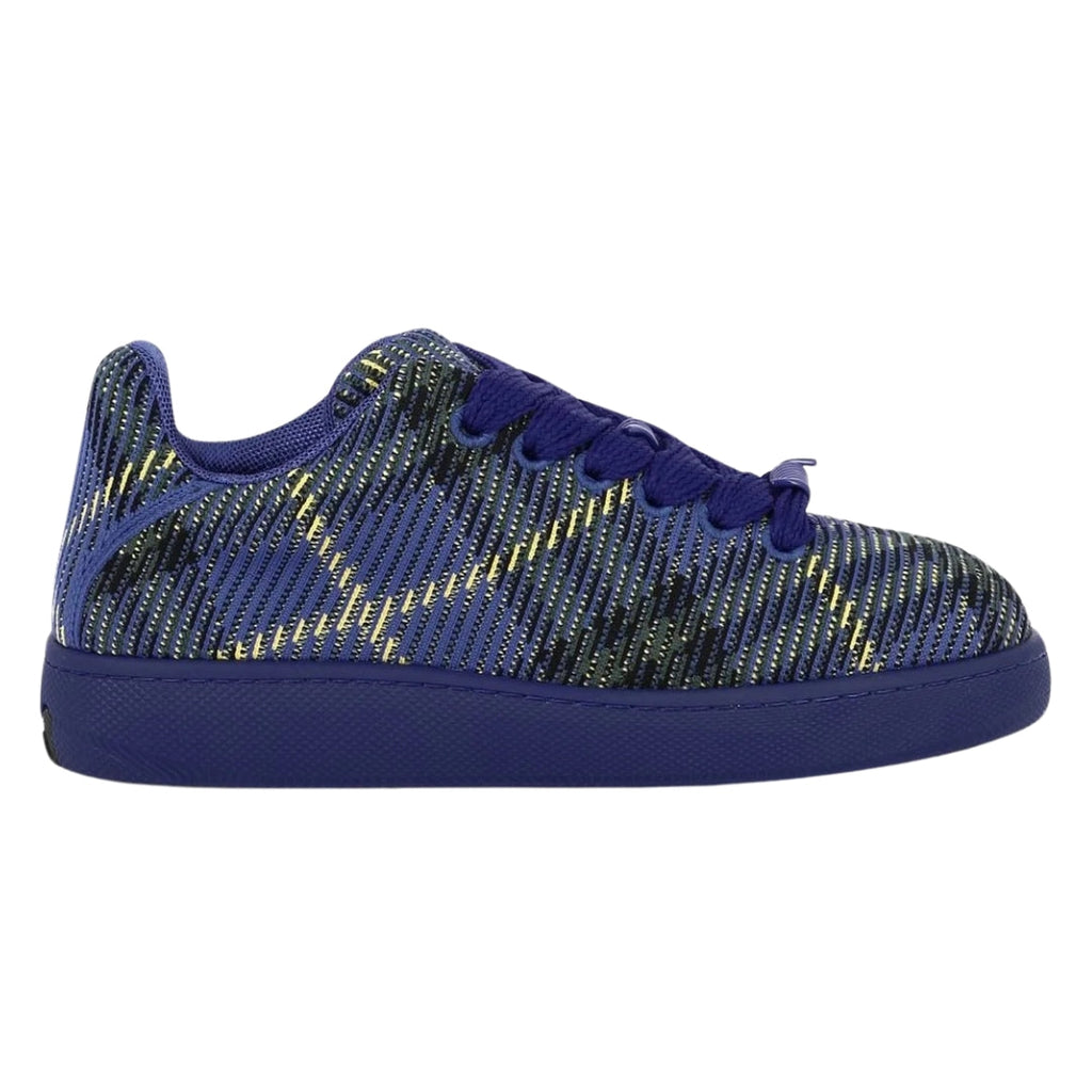 BURBERRY 8088827 Burberry Checked Box Knit Trainers BRIGHT NAVY IP CHECK BOX KNIT TRAINER MALE UK 8