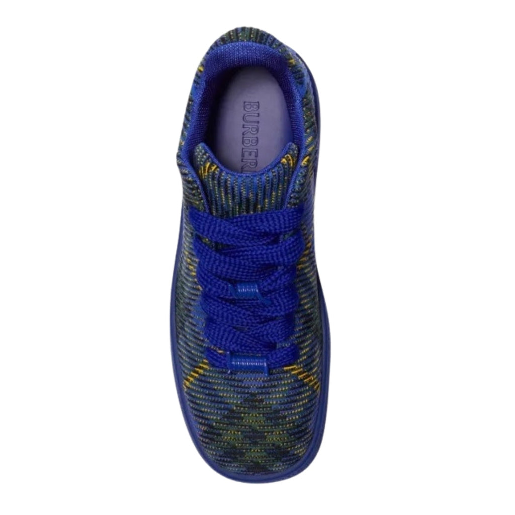 BURBERRY 8088827 Burberry Checked Box Knit Trainers BRIGHT NAVY IP CHECK BOX KNIT TRAINER MALE UK 8