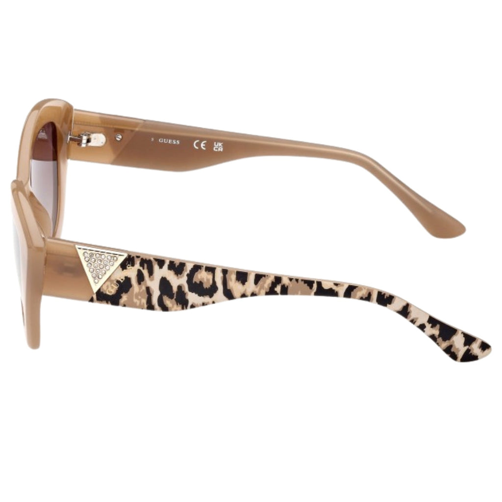 Guess Gradient Brown Lensed Shiny Beige Framed Sunglasses GU7868 57F