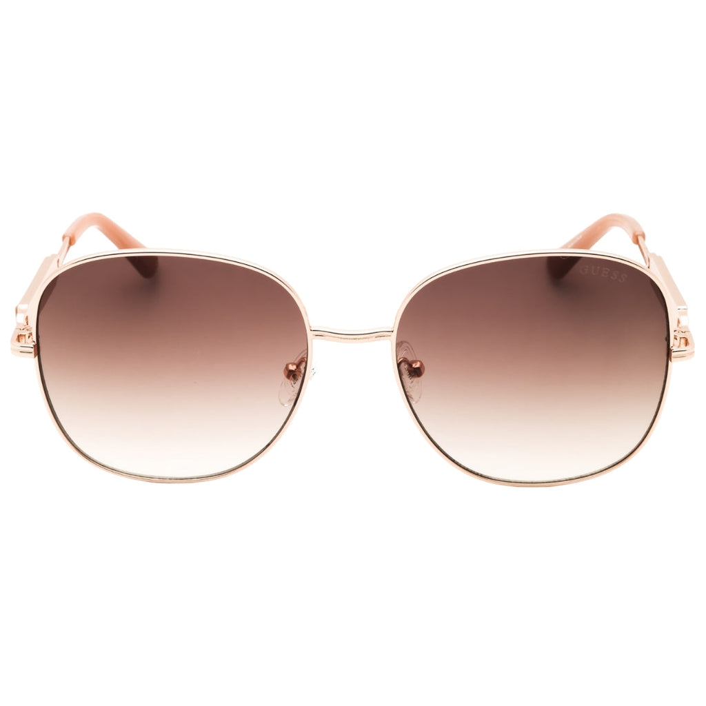 Guess Shiny Rose Gold Metal Frame Gradient Brown Lensed Sunglasses GF6190 28F