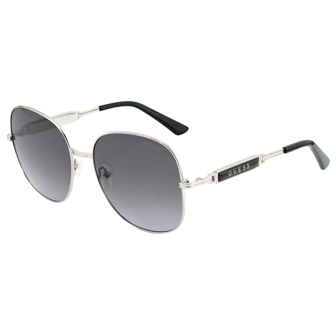 Guess Shiny Light Nickeltin Metal Frame Gradient Smoke Lens Sunglasses GF6190 10B