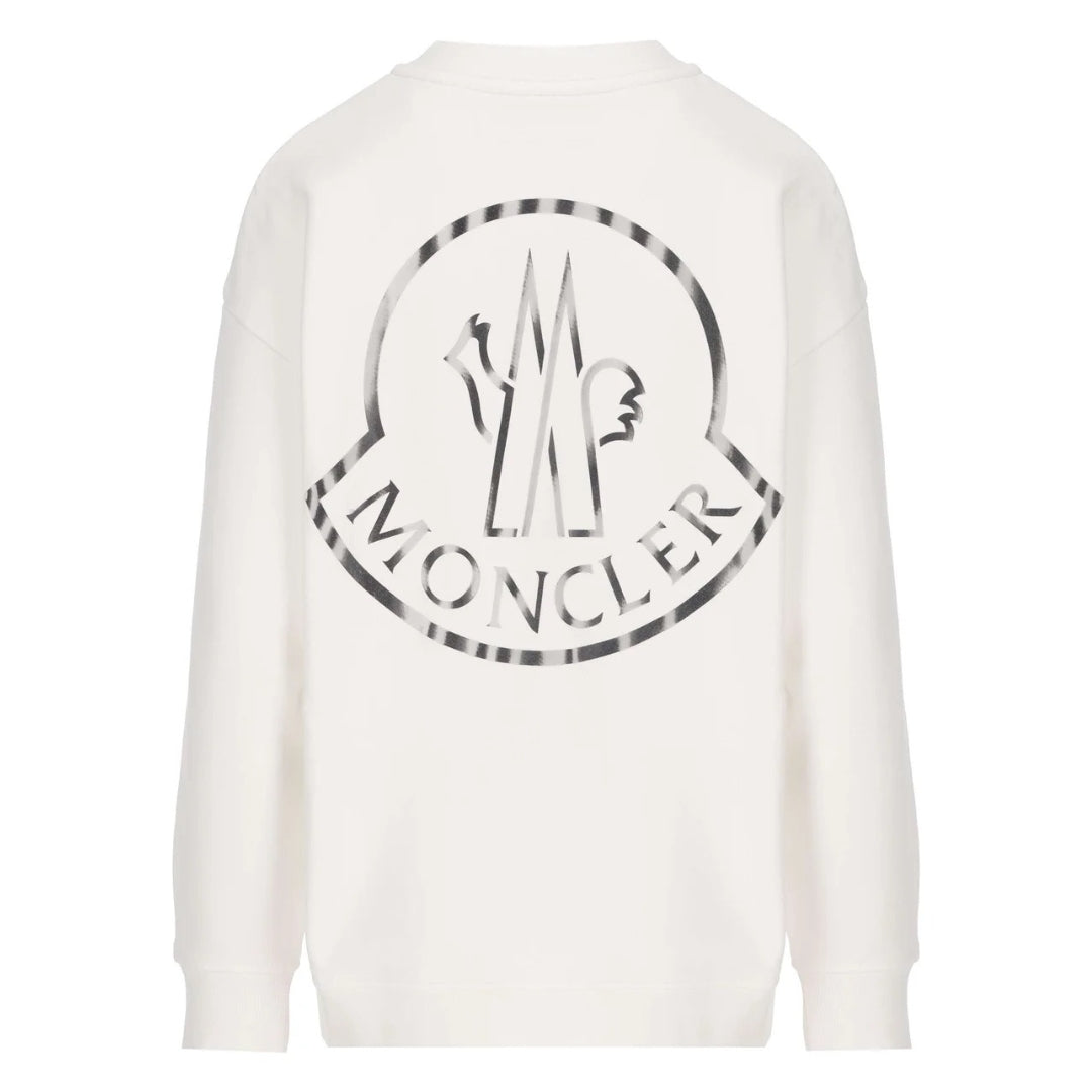 Moncler Detailed Logo On Back White Sweatshirt 8G00031809KX 034
